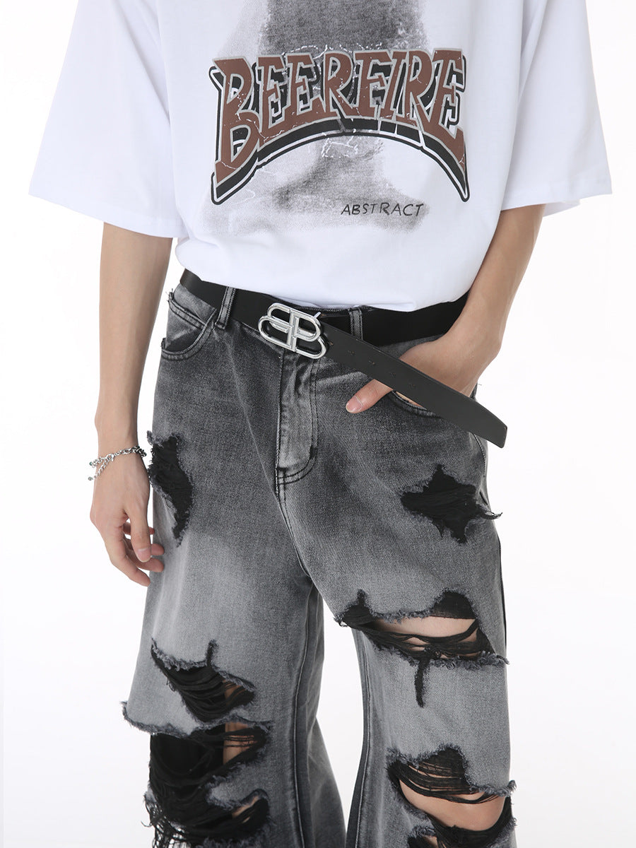 Jeans déchirés hip-hop pour hommes au style décontracté