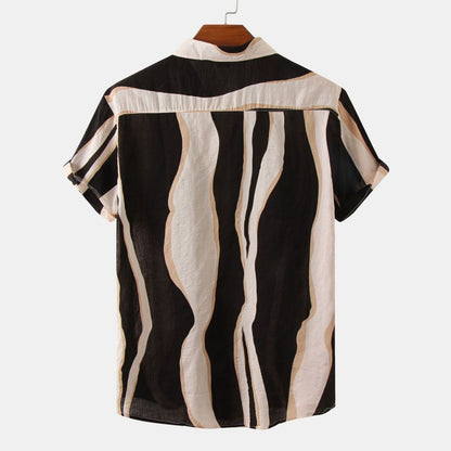 Camisa informal con estampado de rayas de moda de verano para hombre