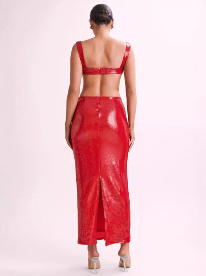 Women Fashion Sexy Sequin Sleeveless Backless Slim Dress