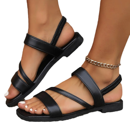 Sandales plates solides à la mode pour femmes