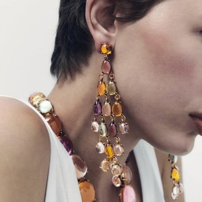 Pendientes bohemios de cuentas multicolores para mujer