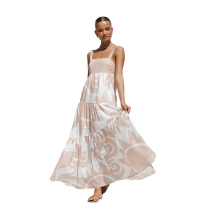 Robe longue décontractée à imprimé bohème pour femme, idéale pour les vacances d'été