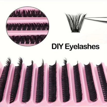 Faux cils segmentés auto-greffables pour femmes, 200 touffes, plateau jaune, DIY
