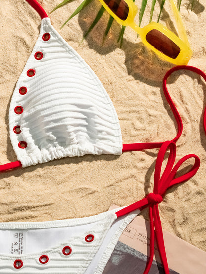 Bikini sexy con cordones y aberturas para mujer