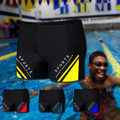 Traje de baño de ángulo plano con estampado de letras y colores a juego para hombre