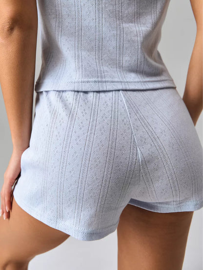 Women Fashion Jacquard Hollow-Out Camisole Shorts Set