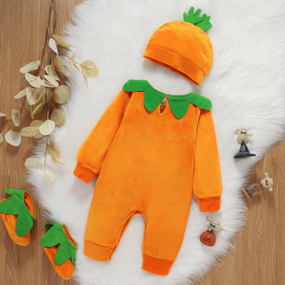 Pelele de Halloween de manga larga para bebé con terciopelo plateado