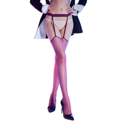 Seamless Nylon Long Tube Stockings with Solid Color Design