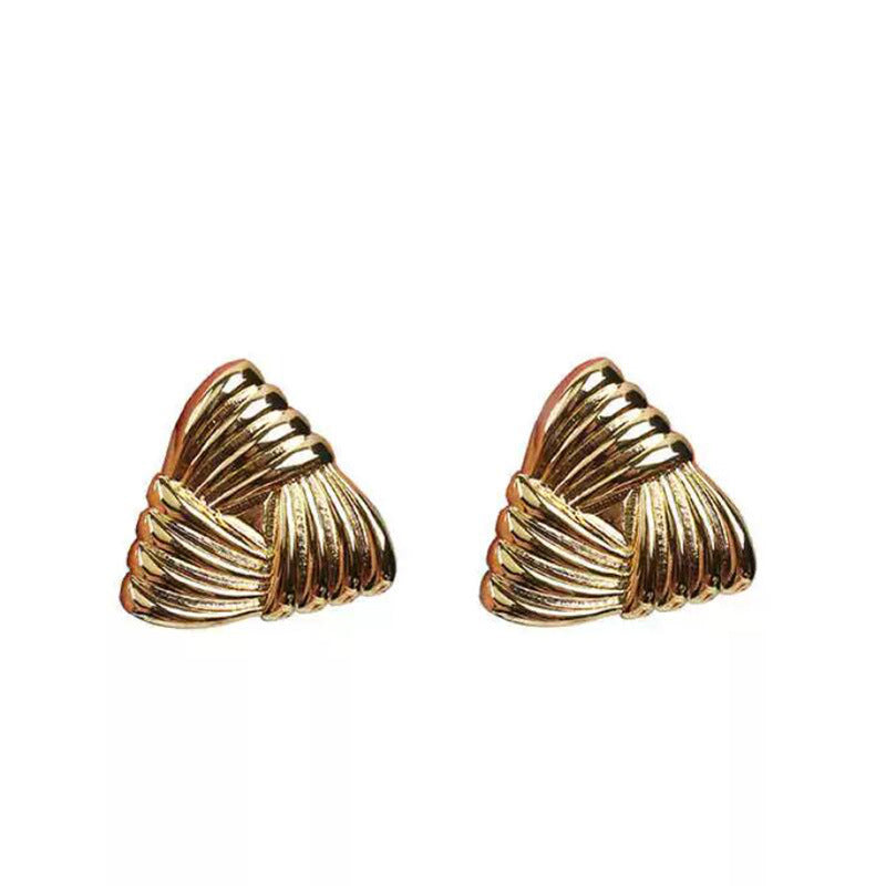 Women Fashion Retro Ruffled Triangle Earrings