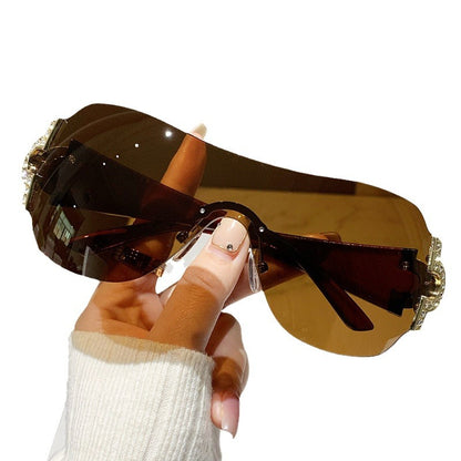 Gafas de sol de moda de una pieza sin marco Y2K