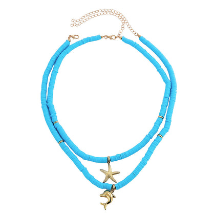 Bohemian Beach Vacation Beaded Starfish Necklace