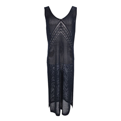 Women Solid Color Hollow-Out Backless Swimsuit Cover-Up