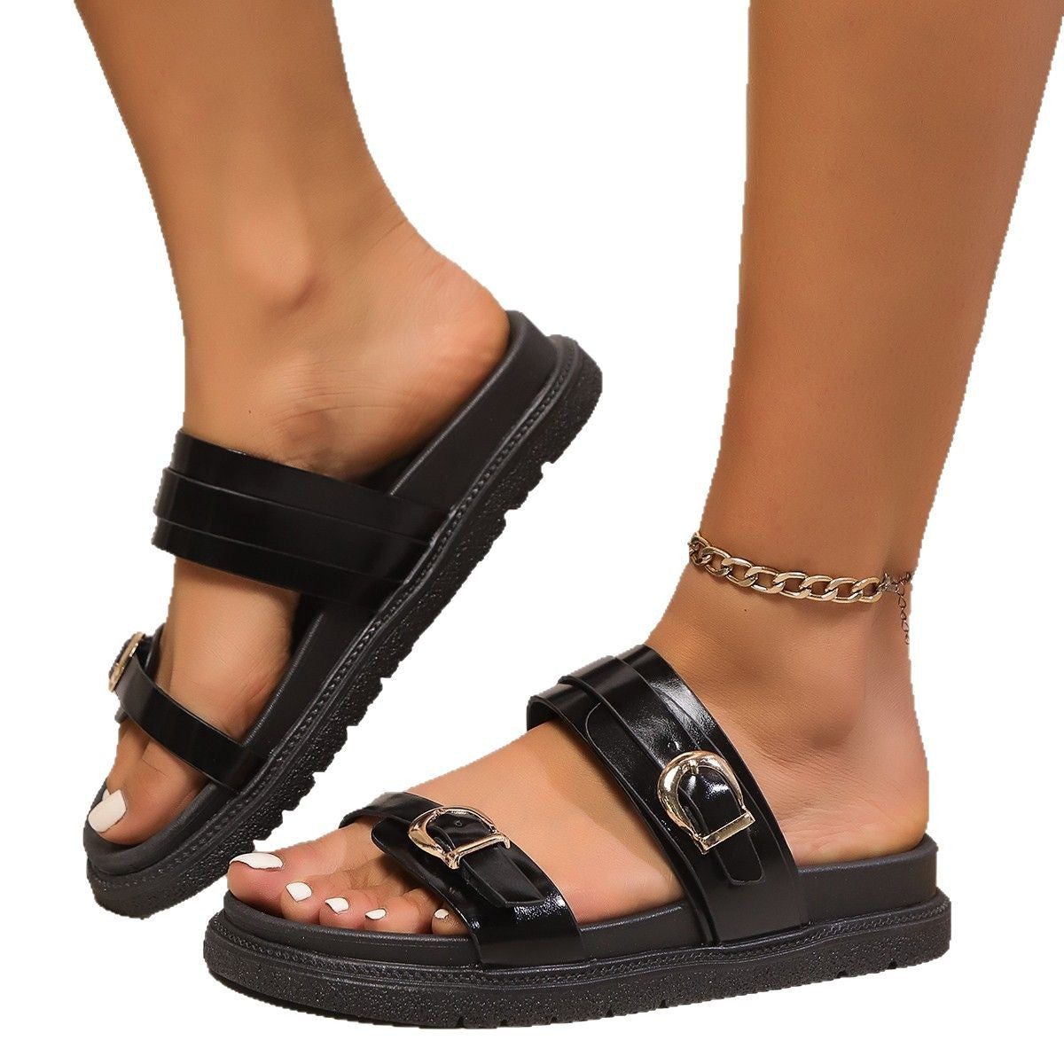 Plus Size Women's Fashionable Solid Color Platform Slippers