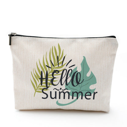 Bolsa de cosméticos de lino y algodón impermeable para viajes
