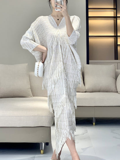 Women Pleated Summer Romantic Tassel Dress
