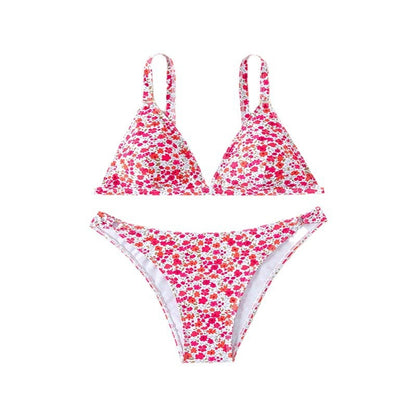 Bikini sexy con estampado de flores diminutas para mujer