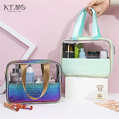 Bolsa de cosméticos de PU impermeable de gran capacidad