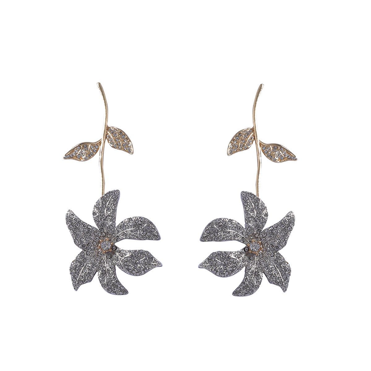 Creative Floral Alloy Zircon Earrings for Women
