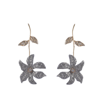 Creative Floral Alloy Zircon Earrings for Women