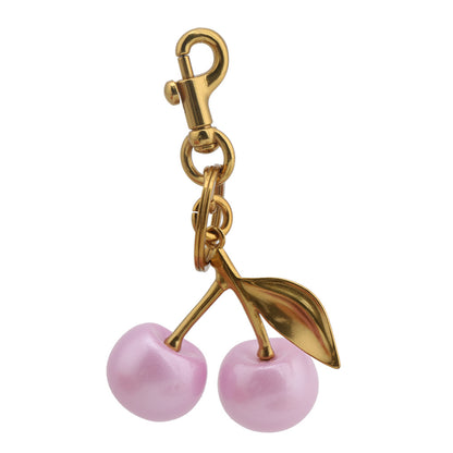 Llavero con colgante de bolso de cereza a la moda para mujer, de resina y aleación de zinc