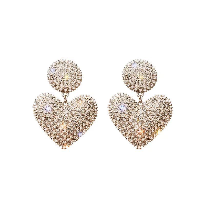Pendientes personalizados con forma de corazón de diamantes de imitación