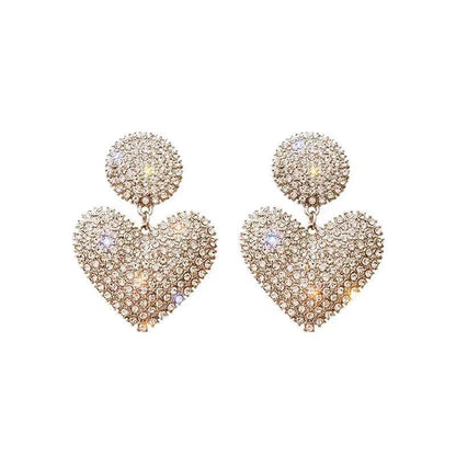 Pendientes personalizados con forma de corazón de diamantes de imitación