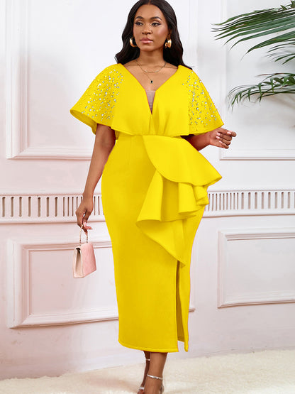 Women Fashion Elegant Irregular Plus Size Dress