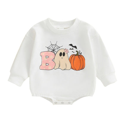 Pelele con estampado de calabaza de Halloween para niños y niñas