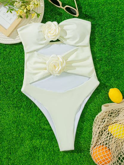 Maillot de bain une pièce sexy à motif floral 3D pour femme, idéal pour les vacances d'été