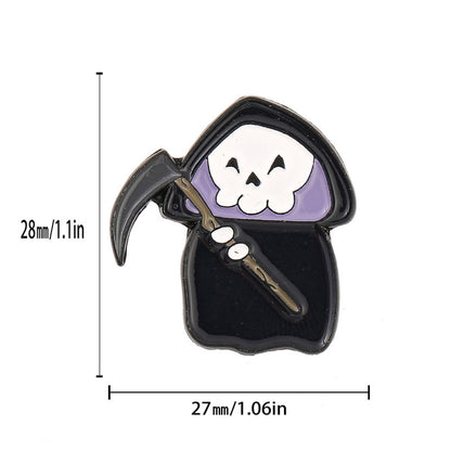 Broche en métal représentant un fantôme squelette de dessin animé d'Halloween