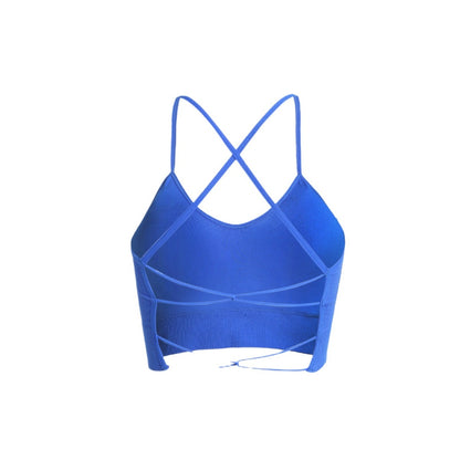 Women Yoga Solid Color Backless Sports Bra with Brocade Spandex