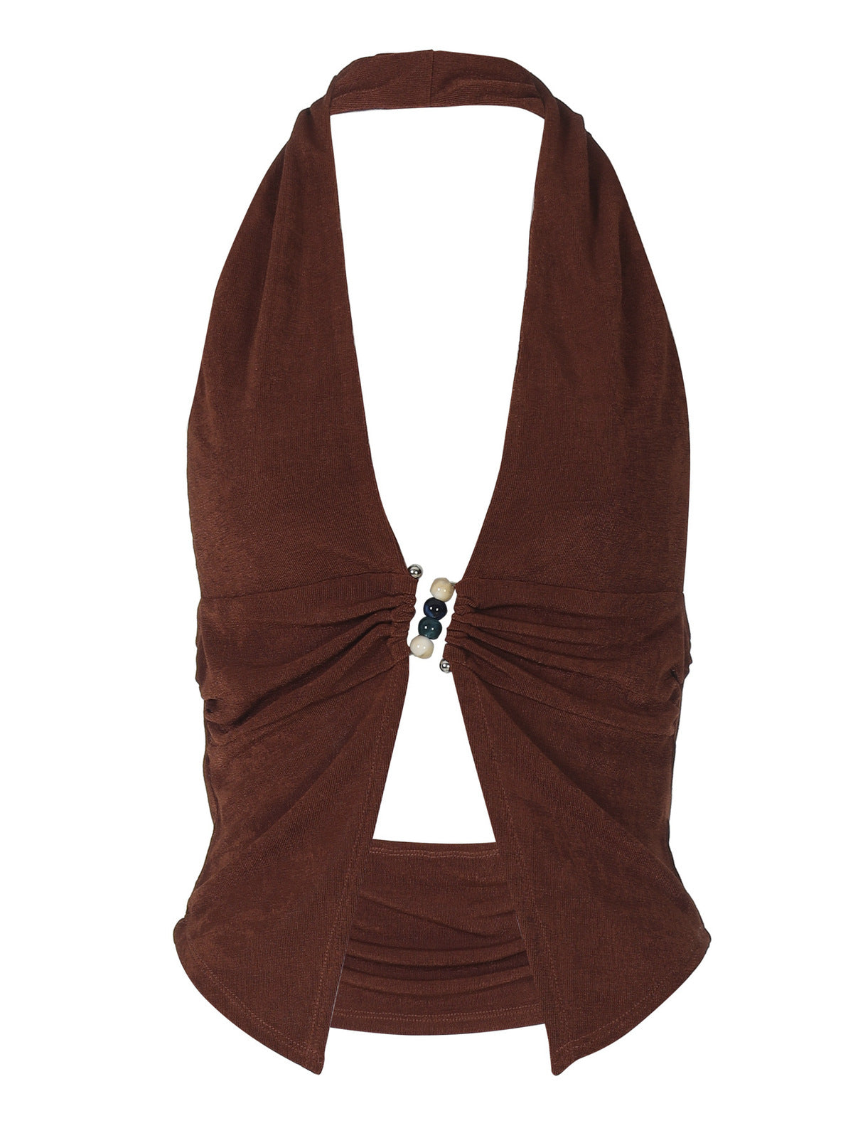 Women Fashion Sexy Solid Color Halter Neck Crop Top
