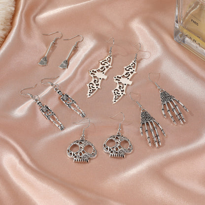 Halloween Skeleton Bat Spider Earrings Alloy Retro Style