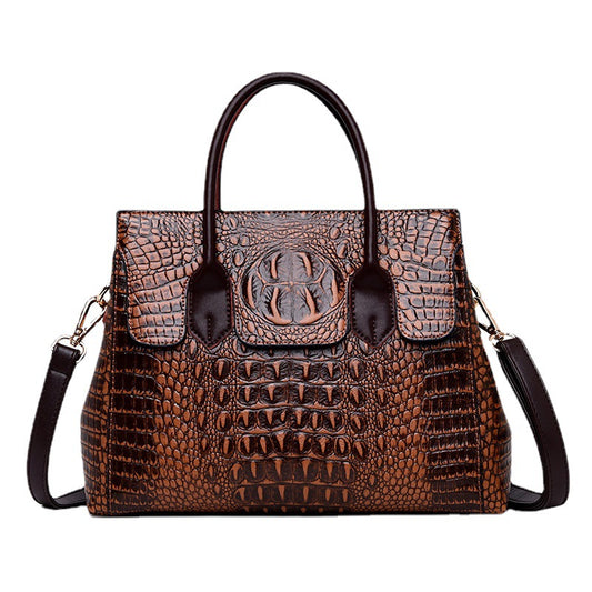 Sac à main fourre-tout décontracté en PU à motif crocodile pour femme