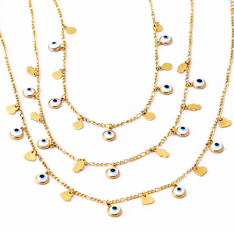 Collar redondo de palma de amor con ojo de diablo para mujer
