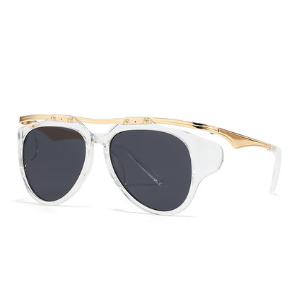 Gafas de sol cuadradas con montura grande de metal geométrico para mujer