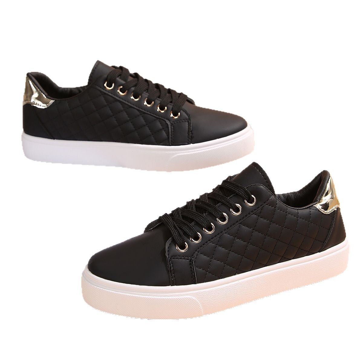 Chaussures plates décontractées à lacets et bout rond pour femmes, couleur unie