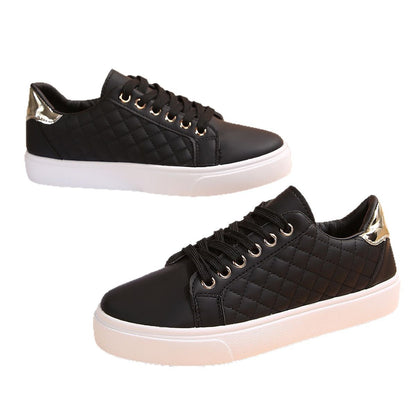 Chaussures plates décontractées à lacets et bout rond pour femmes, couleur unie