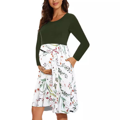 Robe décontractée à imprimé floral pour femmes enceintes