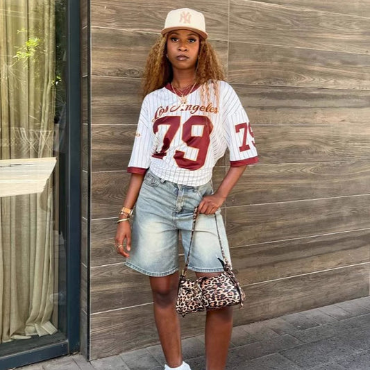Women Fashion Casual Digital Printed V-Neck T-Shirt