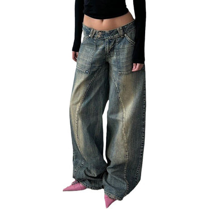 Vaqueros holgados de pierna ancha vintage para mujer de calle