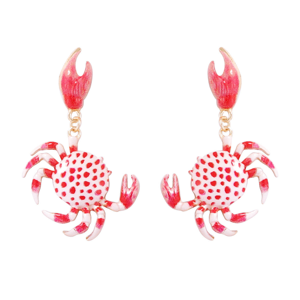 Boucles d'oreilles crabe en alliage, motif plage d'été et mer - Bijoux animaux multicolores