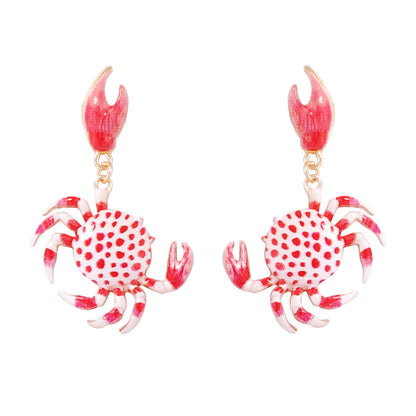 Boucles d'oreilles crabe en alliage, motif plage d'été et mer - Bijoux animaux multicolores