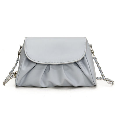Bolso de hombro con cadena plisada de color liso para chica de moda