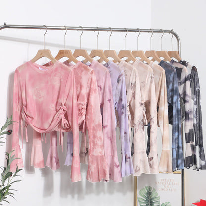Women Fashion Summer Vacation Tie Dye Blouse