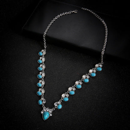 Women Fashion Bohemian Turquoise Drop Shaped Necklace