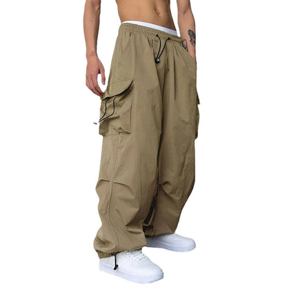 Men Casual Nylon Quick-Drying High Waist Wide Leg Pants