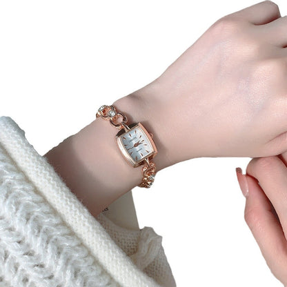 Women Fashion Solid Color Square Rhinestone Bracelet Watch