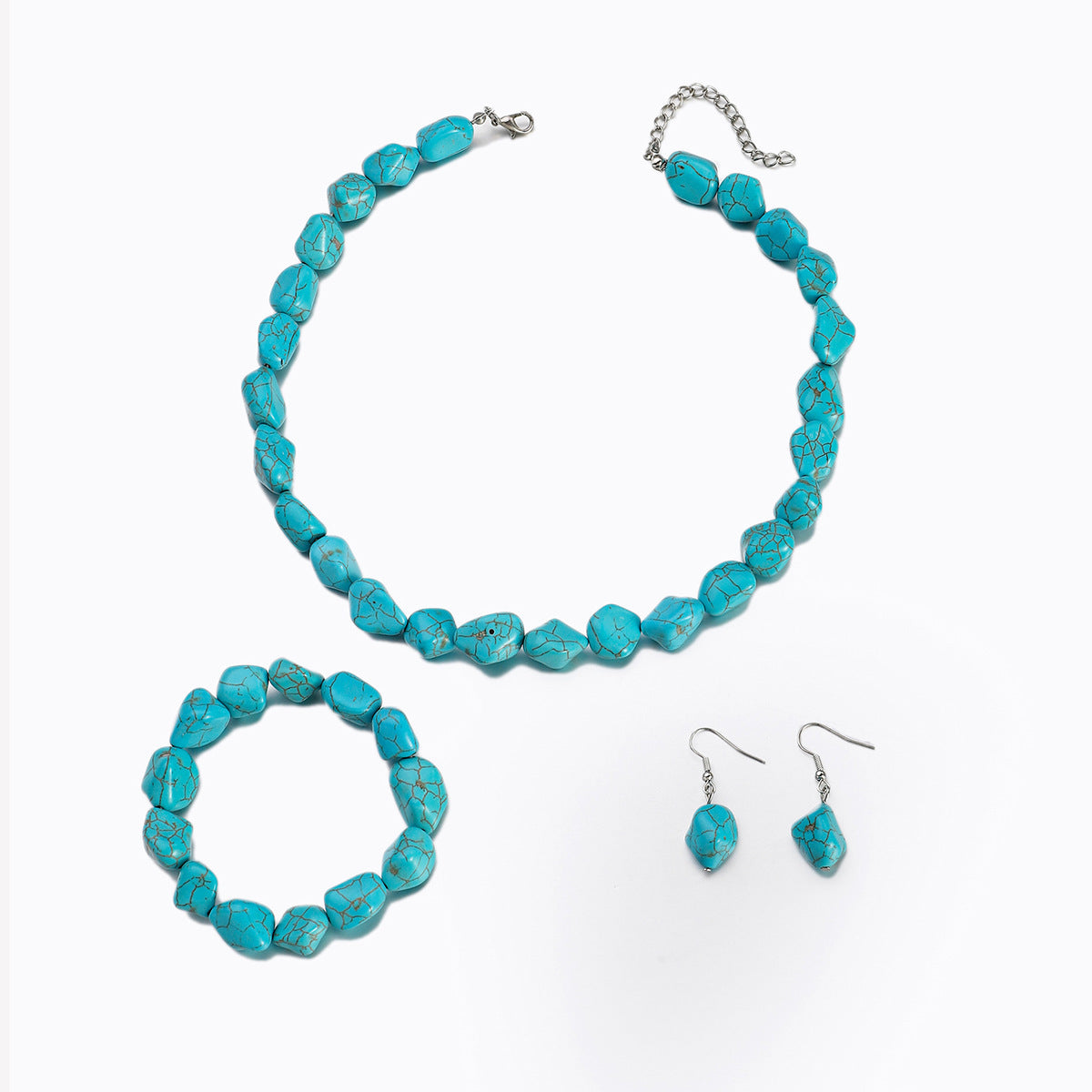 Conjunto de joyería de turquesa con cuentas irregulares de moda