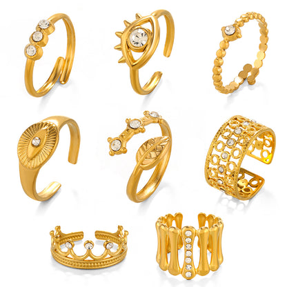 Anillo sencillo con incrustaciones de diamantes de imitación para mujer